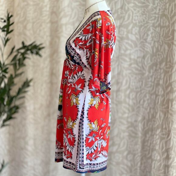 NWOT Miss Mima Red White‎ Blue Bandana Paisley Tunic Boho Hippie Retro Size S - Picture 6 of 8